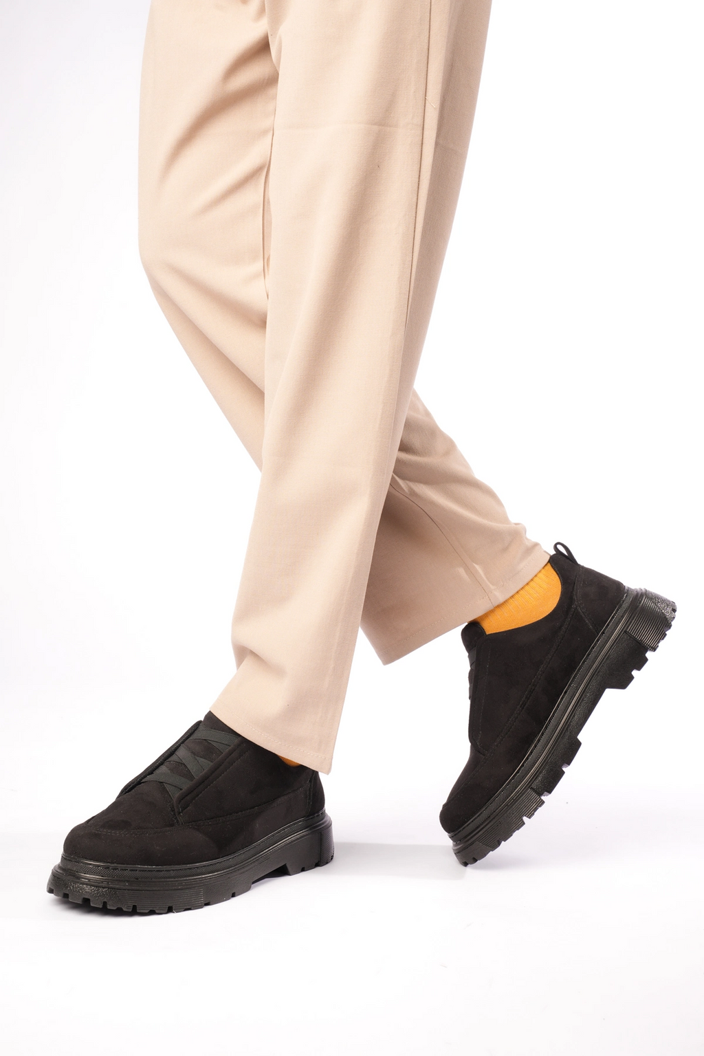 ZRK-703 Premium Siyah Süet Lastikli Günlük Erkek Casual Ayakkabı