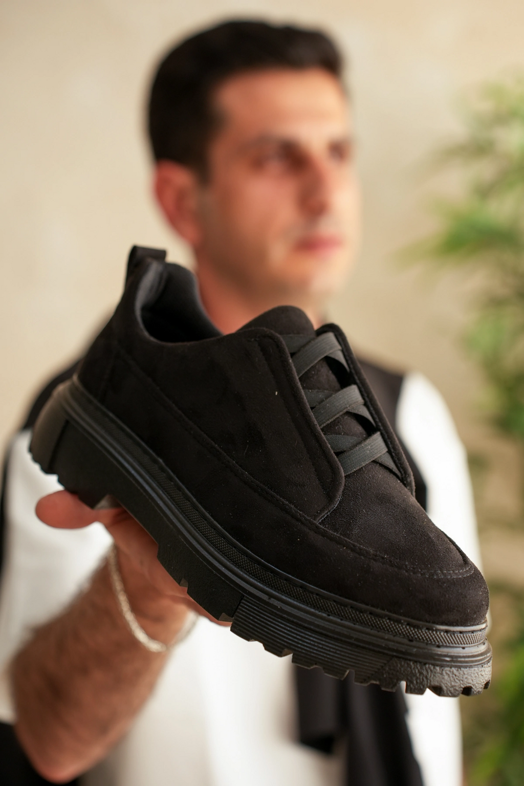 ZRK-703 Premium Siyah Süet Lastikli Günlük Erkek Casual Ayakkabı