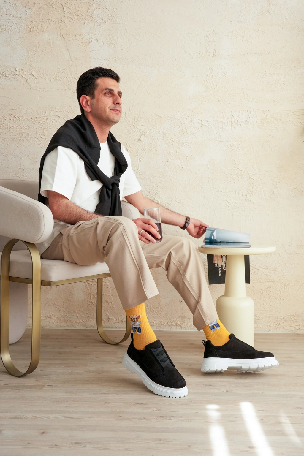 ZRK-703 Premium Siyah Beyaz Süet Lastikli Günlük Erkek Casual Ayakkabı