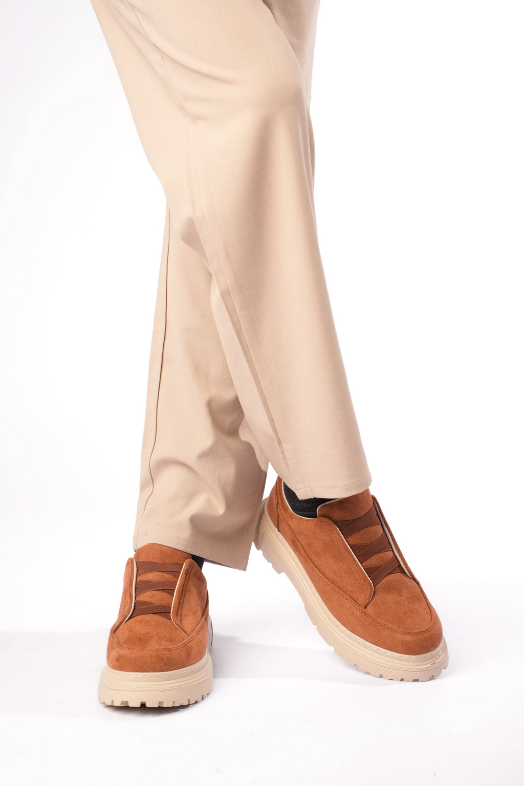ZRK-703 Premium Taba Süet Lastikli Günlük Erkek Casual Ayakkabı