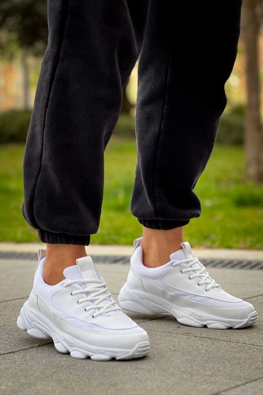 ZR-707 Yüksek Taban Bağcıklı Günlük Erkek Sneaker Beyaz