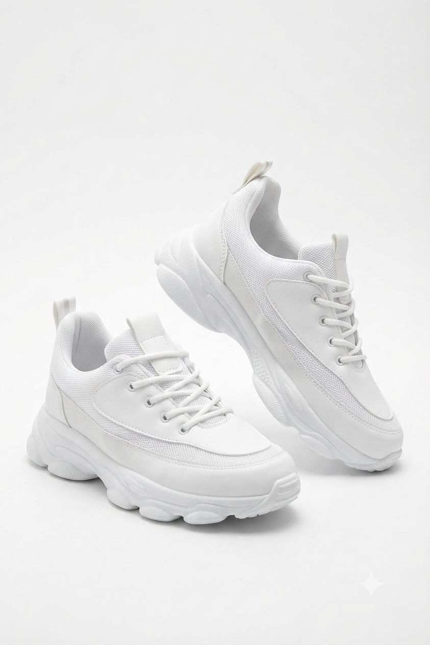 ZRK-X707 Yüksek Kalite Beyaz Yüksek Taban Bağcıklı Exclusive Erkek Sneaker