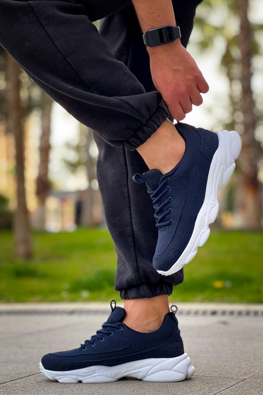 ZRK-X707 Yüksek Kalite Lacivert Süet Yüksek Taban Bağcıklı Exclusive Erkek Sneaker