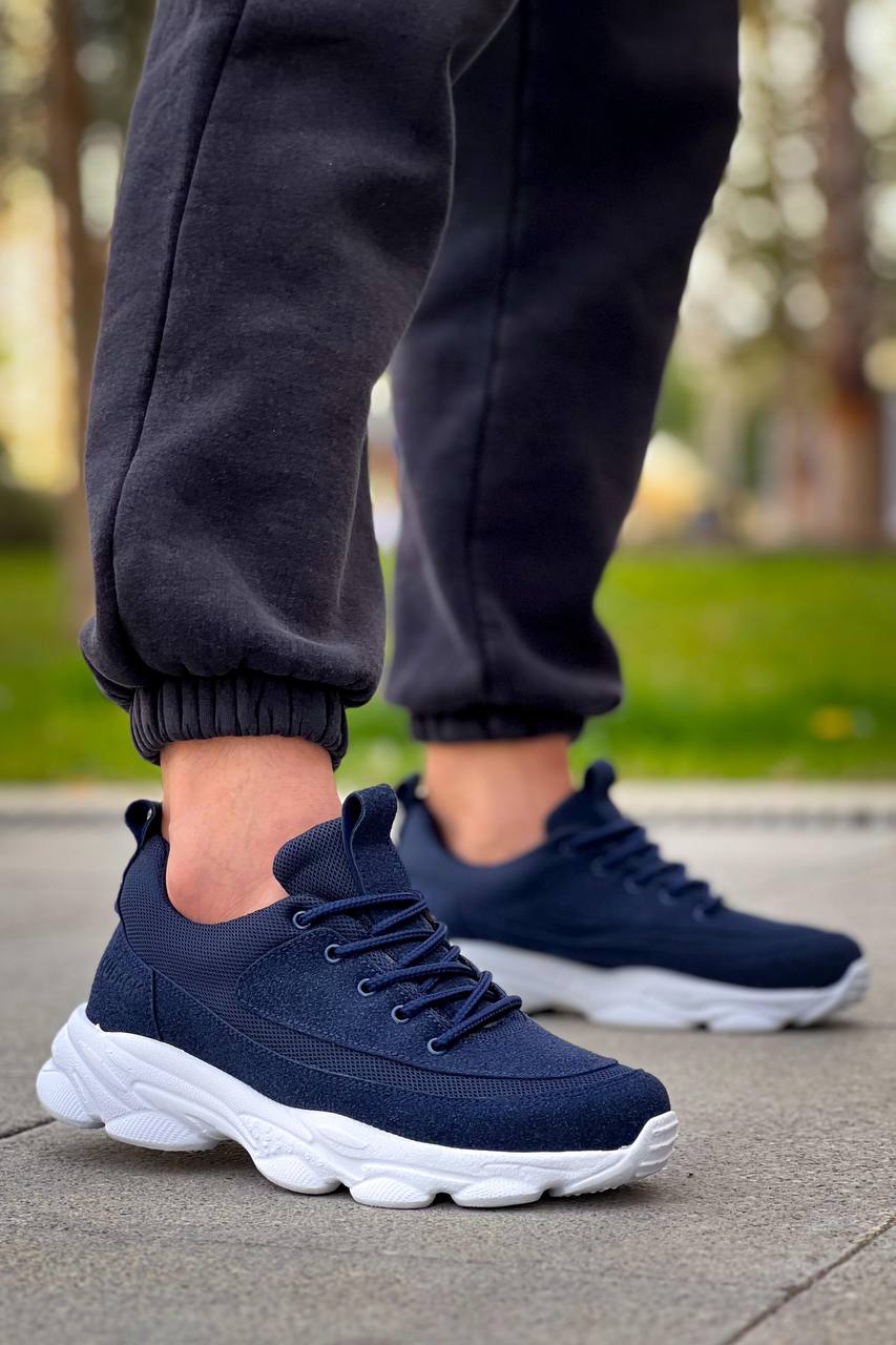 ZRK-X707 Yüksek Kalite Lacivert Süet Yüksek Taban Bağcıklı Exclusive Erkek Sneaker
