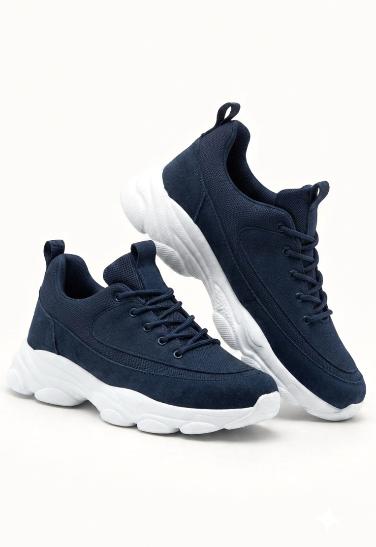 ZRK-X707 Yüksek Kalite Lacivert Süet Yüksek Taban Bağcıklı Exclusive Erkek Sneaker
