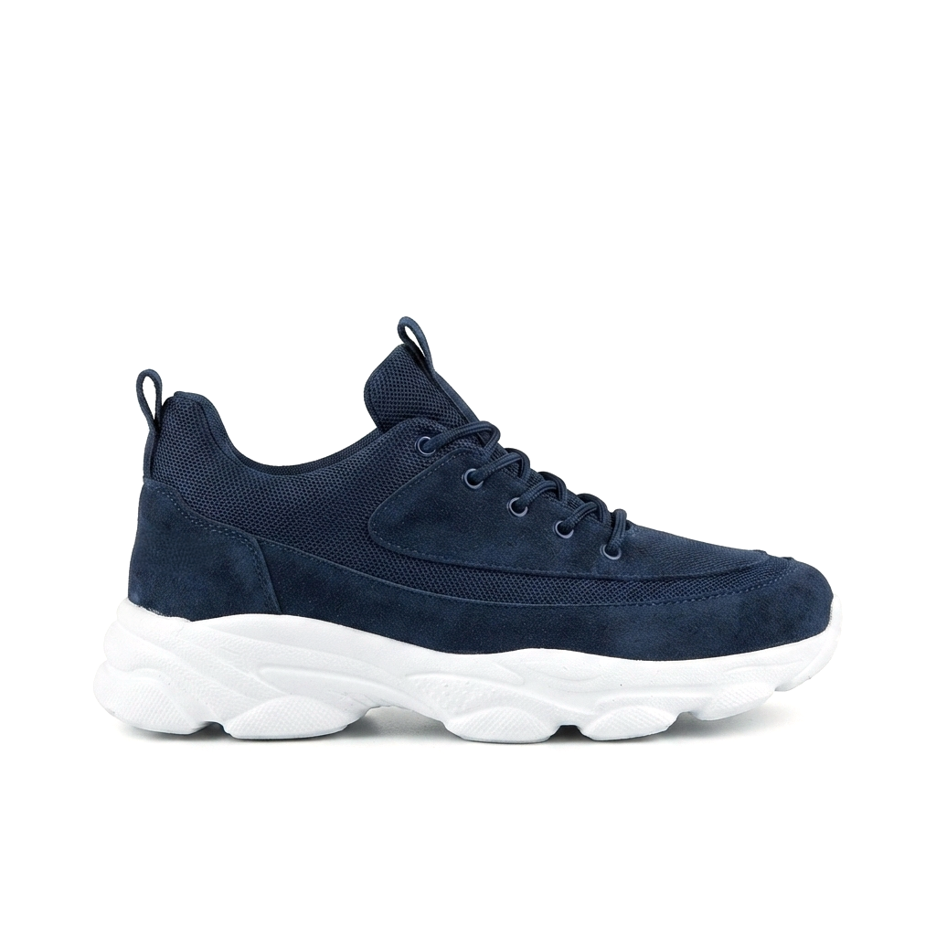 ZRK-X707 Yüksek Kalite Lacivert Süet Yüksek Taban Bağcıklı Exclusive Erkek Sneaker