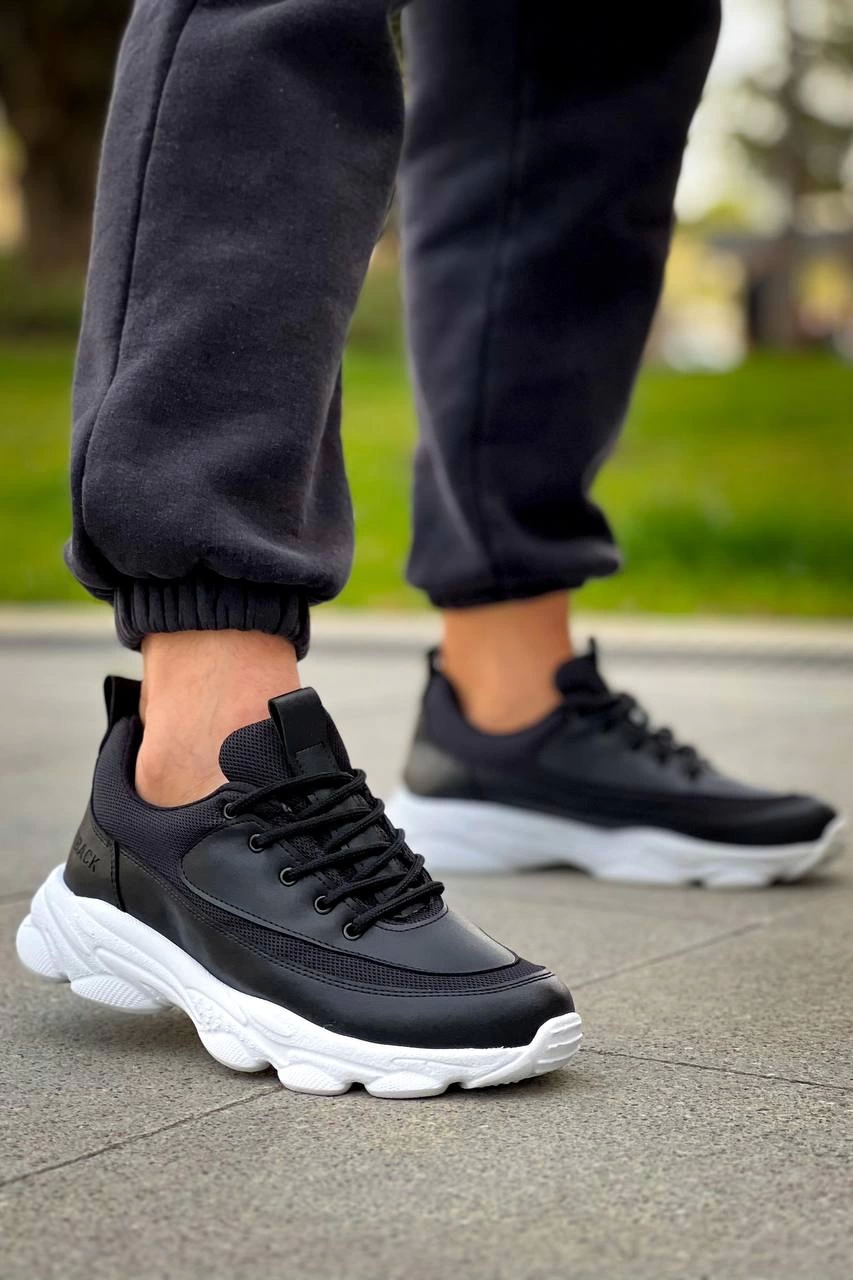 ZR-707 Yüksek Taban Bağcıklı Günlük Erkek Sneaker Siyah