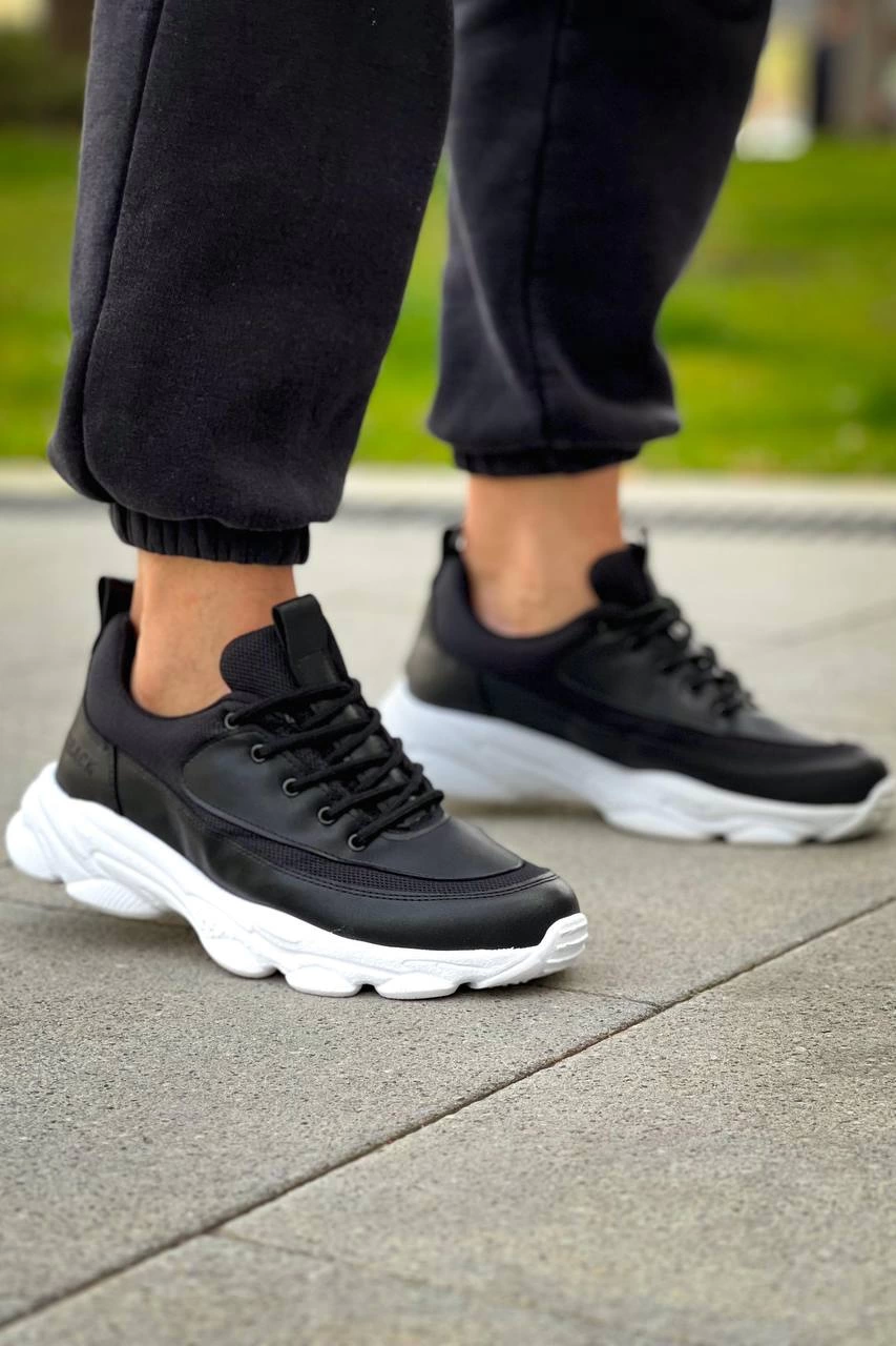 ZR-707 Yüksek Taban Bağcıklı Günlük Erkek Sneaker Siyah