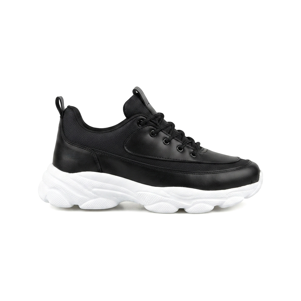ZRK-X707 Yüksek Kalite Siyah Beyaz Yüksek Taban Bağcıklı Exclusive Erkek Sneaker