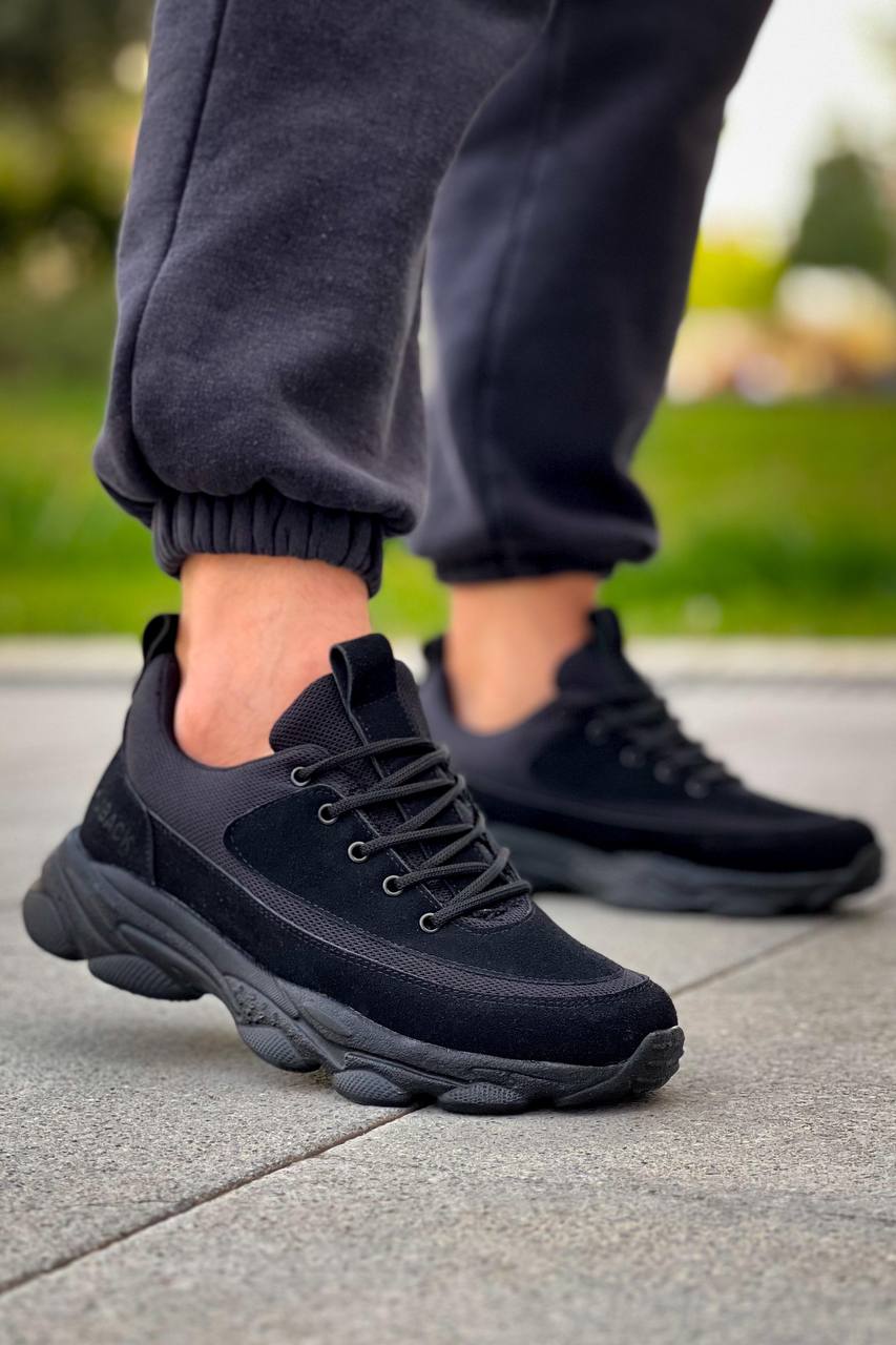 ZRK-X707 Yüksek Kalite Siyah Süet Yüksek Taban Bağcıklı Exclusive Erkek Sneaker