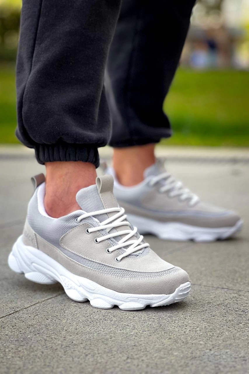 ZR-707 Yüksek Taban Bağcıklı Günlük Erkek Sneaker Gri Süet