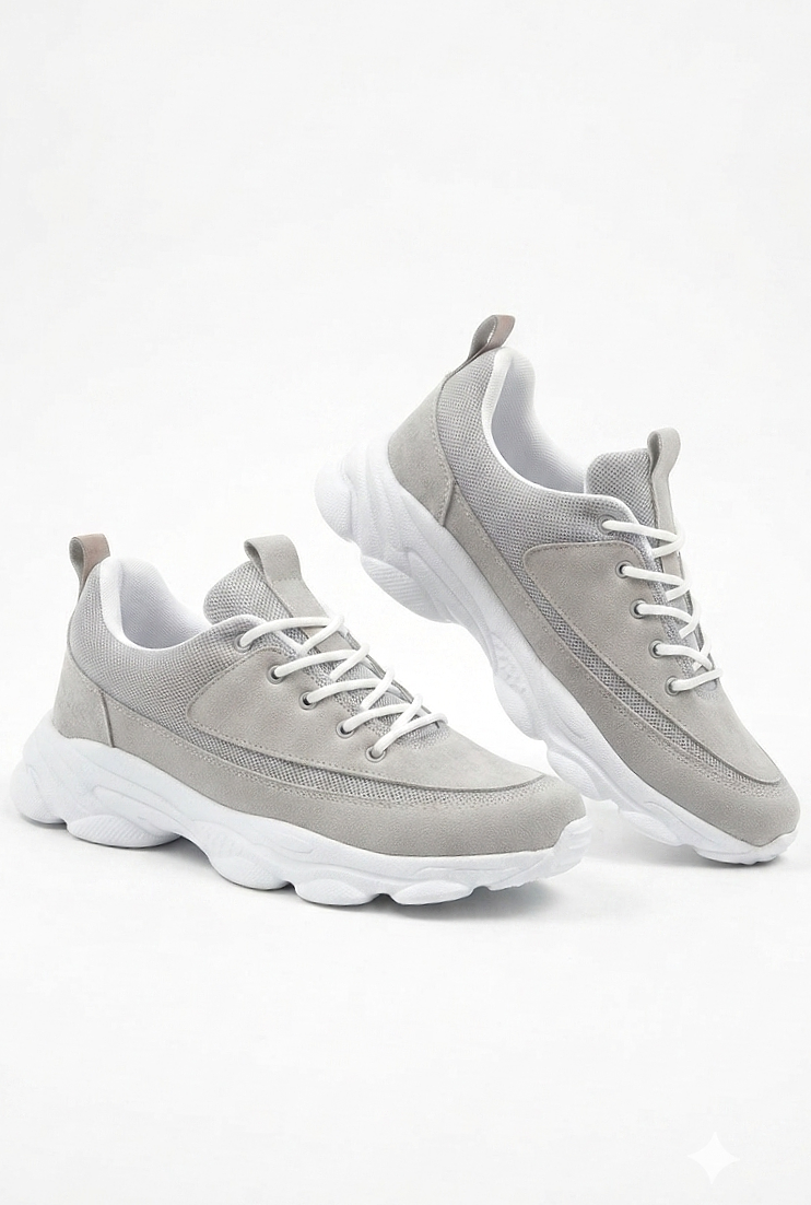 ZRK-X707 Yüksek Kalite Gri Süet Yüksek Taban Bağcıklı Exclusive Erkek Sneaker