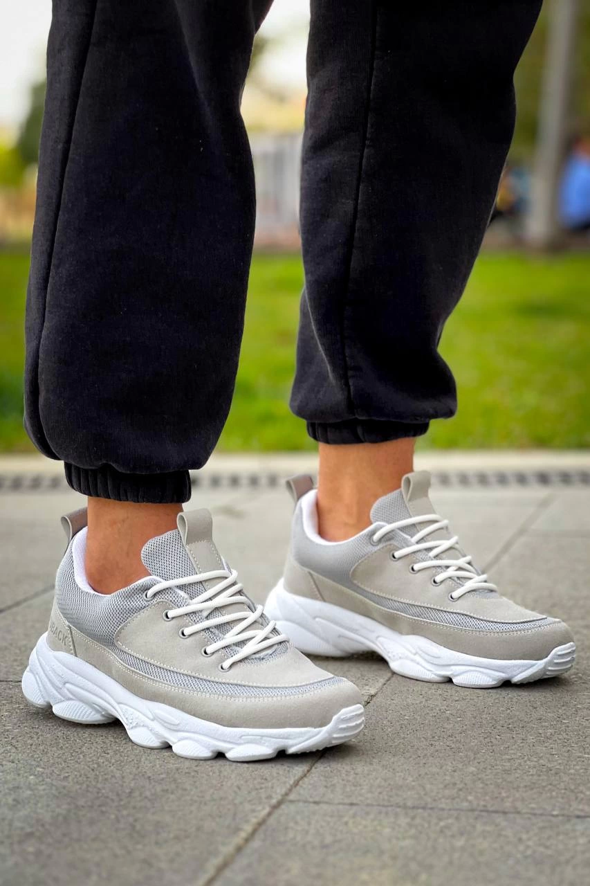ZR-707 Yüksek Taban Bağcıklı Günlük Erkek Sneaker Gri Süet