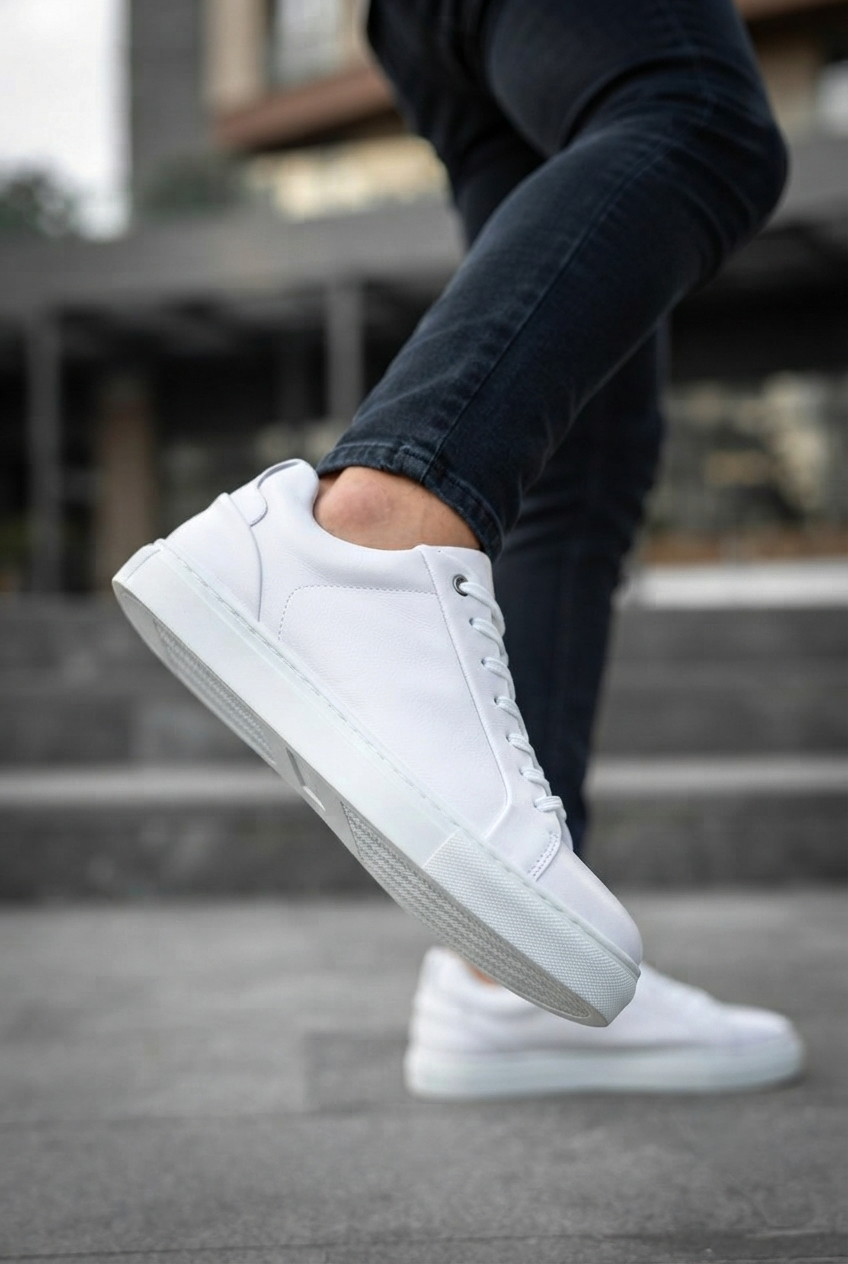 ZRK-BX1 Premium Beyaz Yüksek Taban Günlük Erkek Spor Ayakkabı