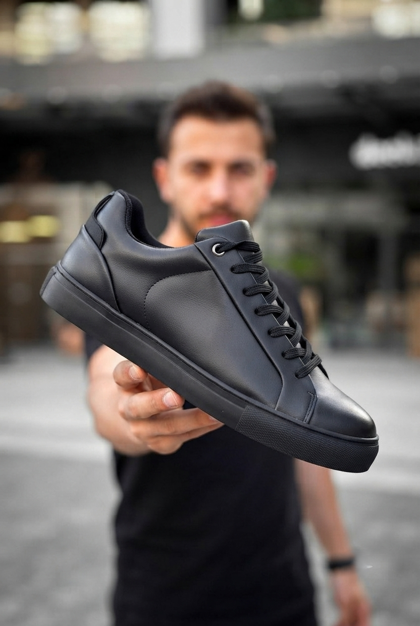 ZRK-BX1 Premium Siyah Yüksek Taban Günlük Erkek Spor Ayakkabı