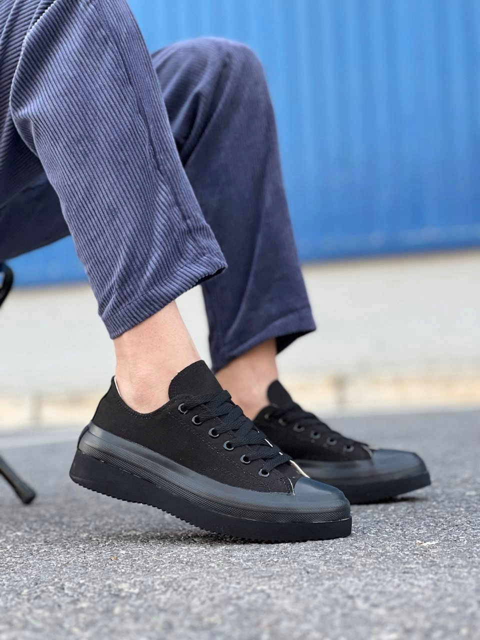 Jasko Kısa Siyah Keten Yüksek Taban Erkek Spor Ayakkabı