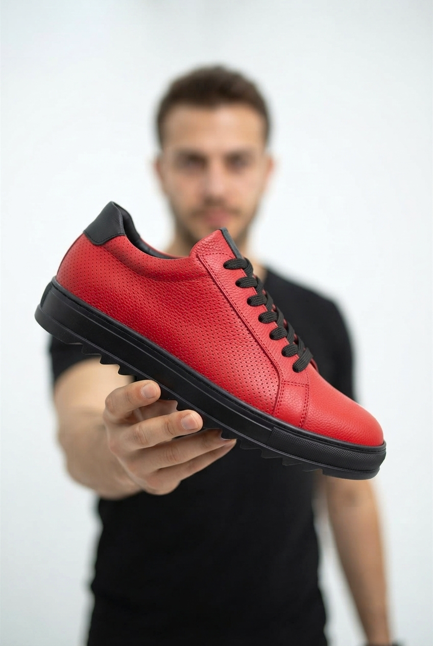 ZRK-DERİX2 Exclusive Hakiki Deri Kırmızı Erkek Casual Ayakkabı