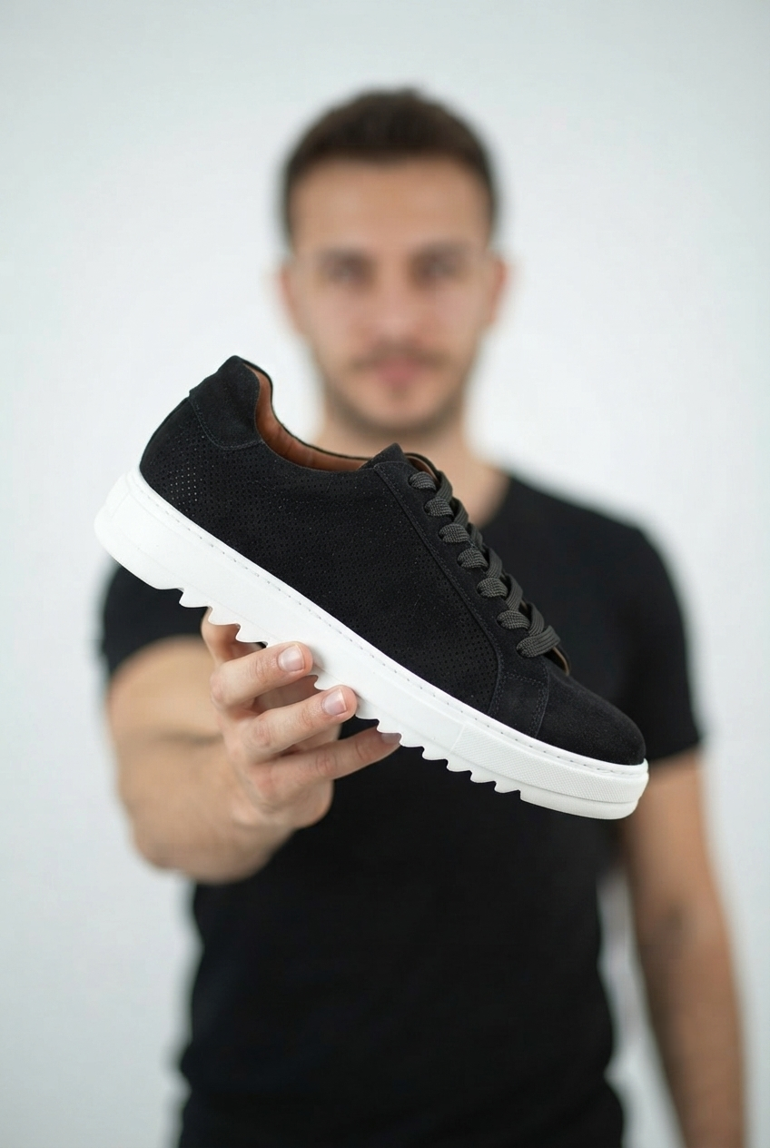 ZRK-XDX2 Exclusive Siyah Beyaz Süet Erkek Casual Ayakkabı