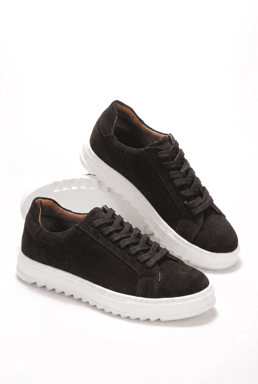 ZRK-DX2 Premium Siyah Beyaz Süet Ortopedik Erkek Sneaker
