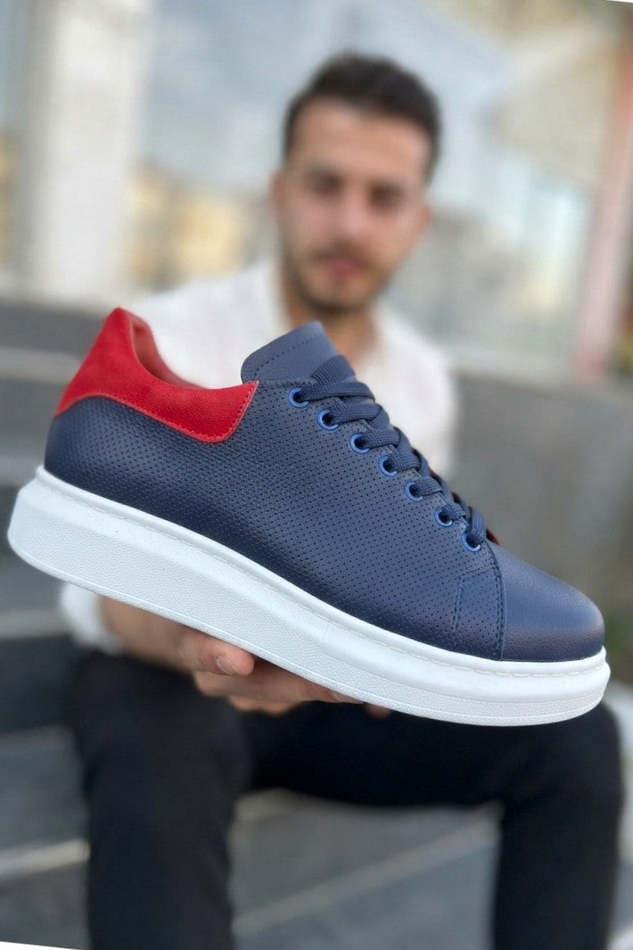 ZRK-DX3 Premium Hakiki Deri Lacivert Günlük Erkek Sneaker