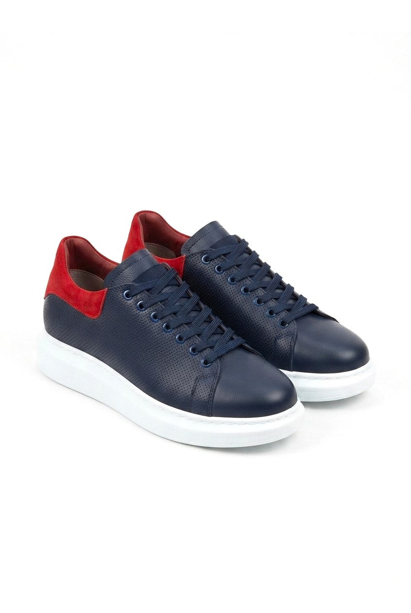 ZRK-DX3 Premium Hakiki Deri Lacivert Günlük Erkek Sneaker
