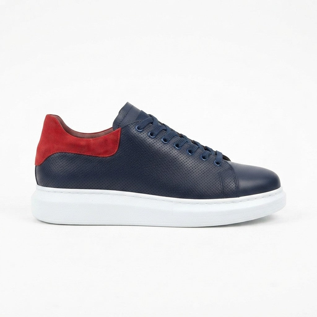 ZRK-DX3 Premium Hakiki Deri Lacivert Günlük Erkek Sneaker
