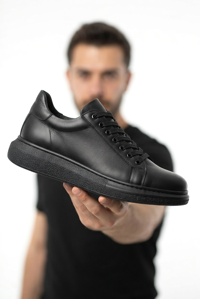 ZRK-D46 Yüksek Kalite Alexandre Model Hakiki Deri Erkek Ayakkabı Siyah