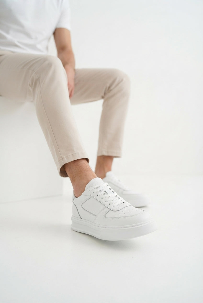 ZRK-XDX8 Yüksek Kalite Air Beyaz Hakiki Deri Erkek Sneaker
