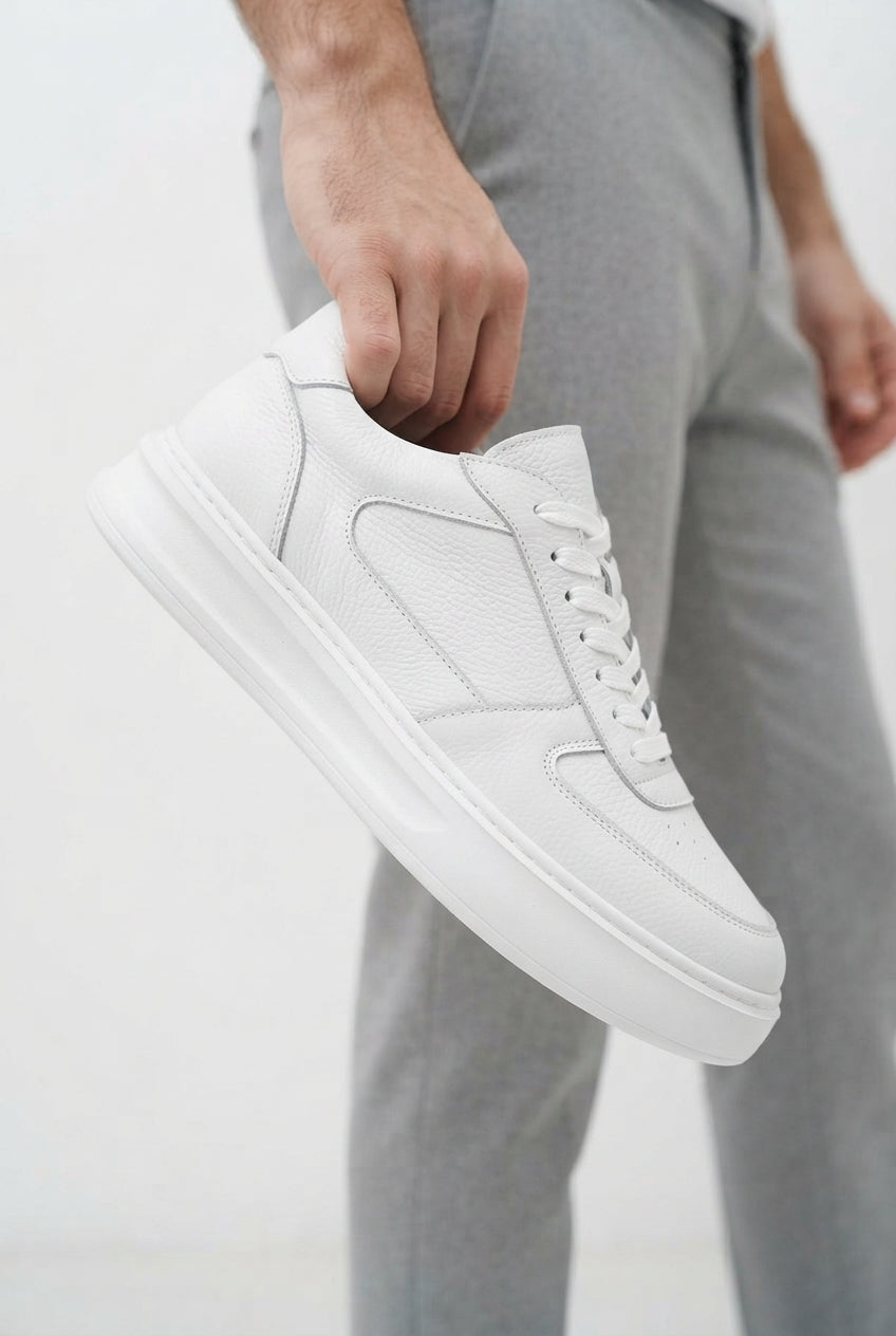 ZRK-XDX8 Yüksek Kalite Air Beyaz Hakiki Deri Erkek Sneaker