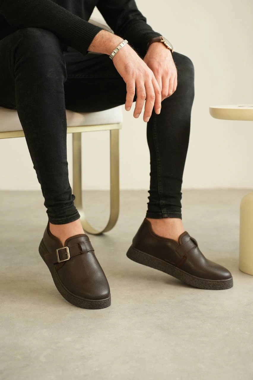 ZRK-KX1 Kahve Kürklü Günlük Erkek Casual Ayakkabı