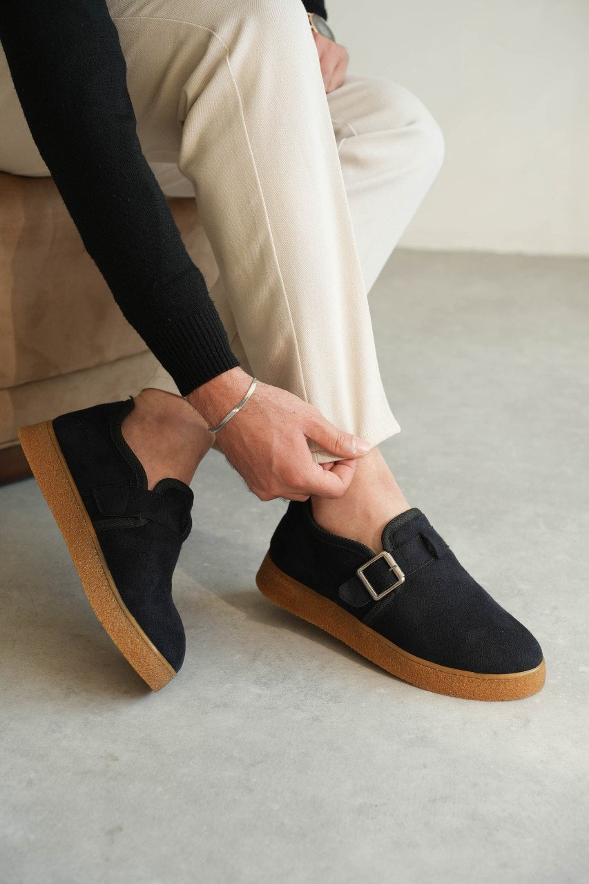 ZRK-KX1 Premium Lacivert Süet Kahve Kürklü Günlük Erkek Casual Ayakkabı