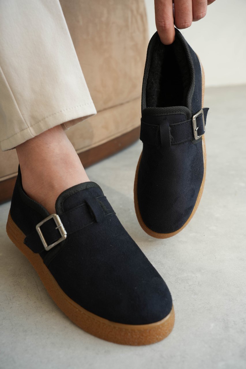 ZRK-KX1 Premium Lacivert Süet Kahve Kürklü Günlük Erkek Casual Ayakkabı