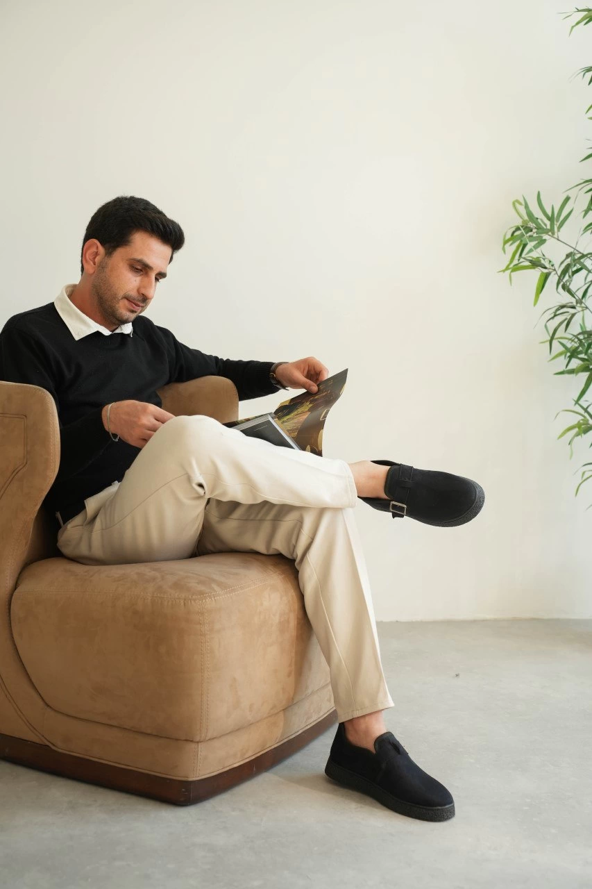 ZRK-KX1 Lacivert Kürklü Günlük Erkek Casual Ayakkabı