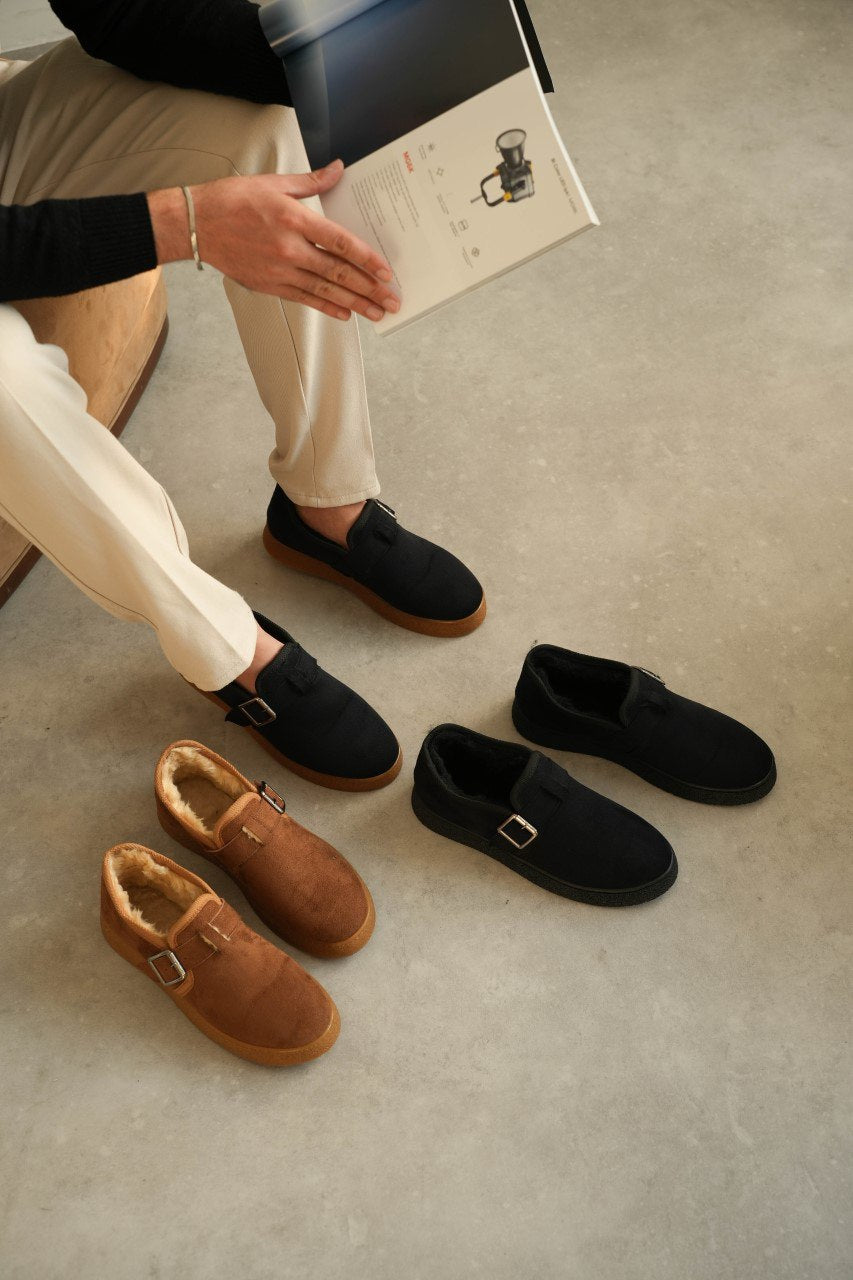 ZRK-KX1 Premium Taba Süet Kürklü Günlük Erkek Casual Ayakkabı