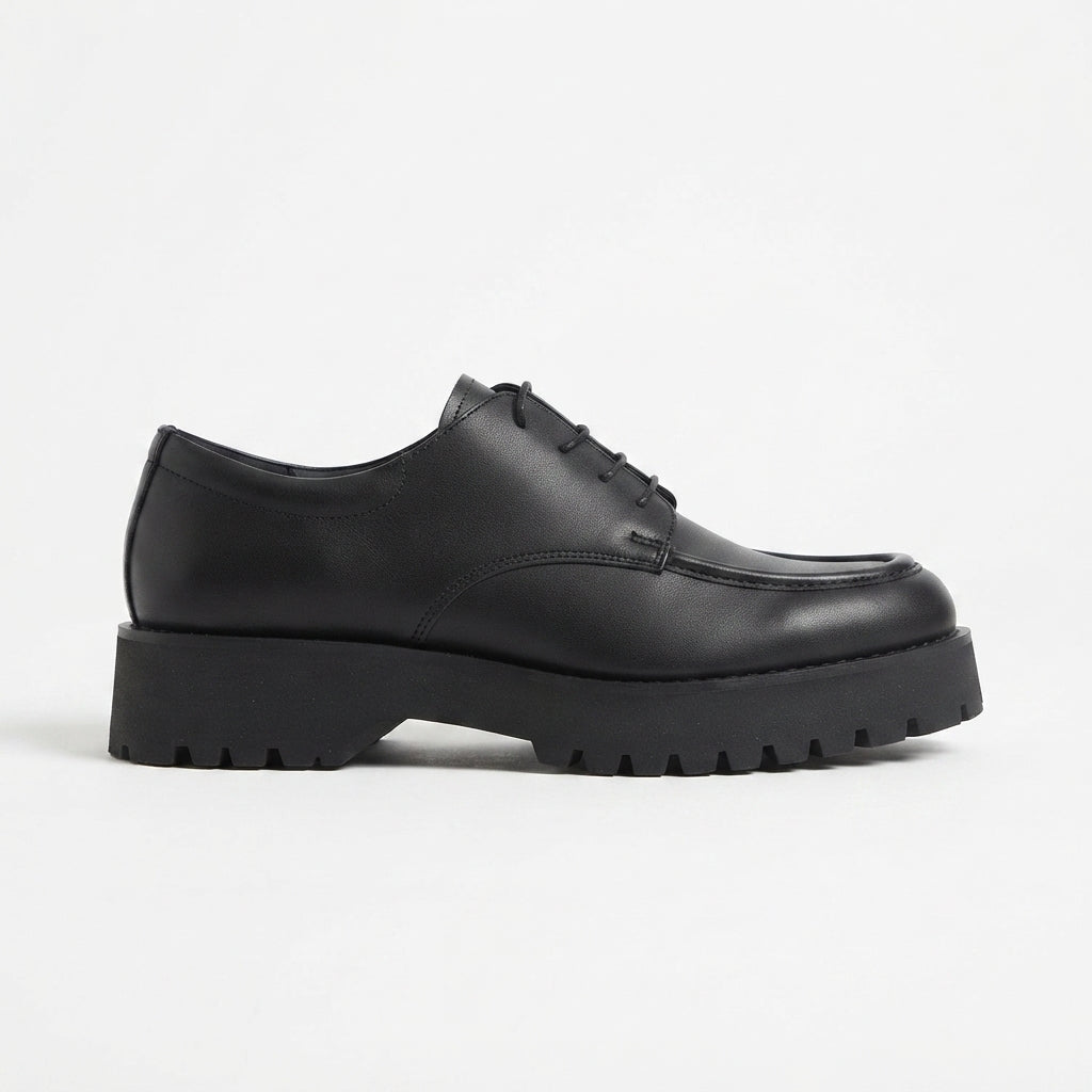 ZRK-XKX6 Premium Kalın Taban Siyah Bağcıklı Günlük Unisex Oxford Ayakkabı
