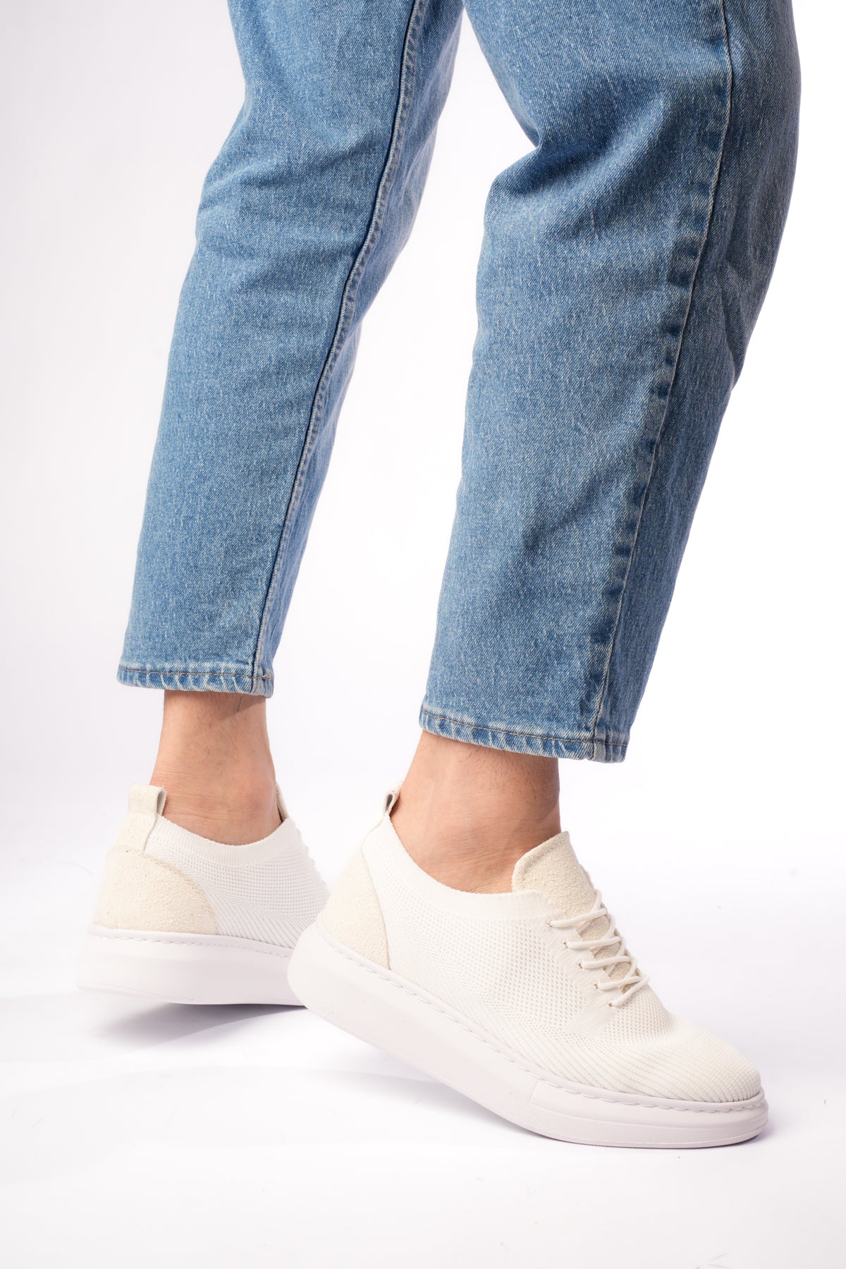 ZRK-MX101 Premium Üst Kalite Beyaz Triko Bağcıklı Erkek Sneaker
