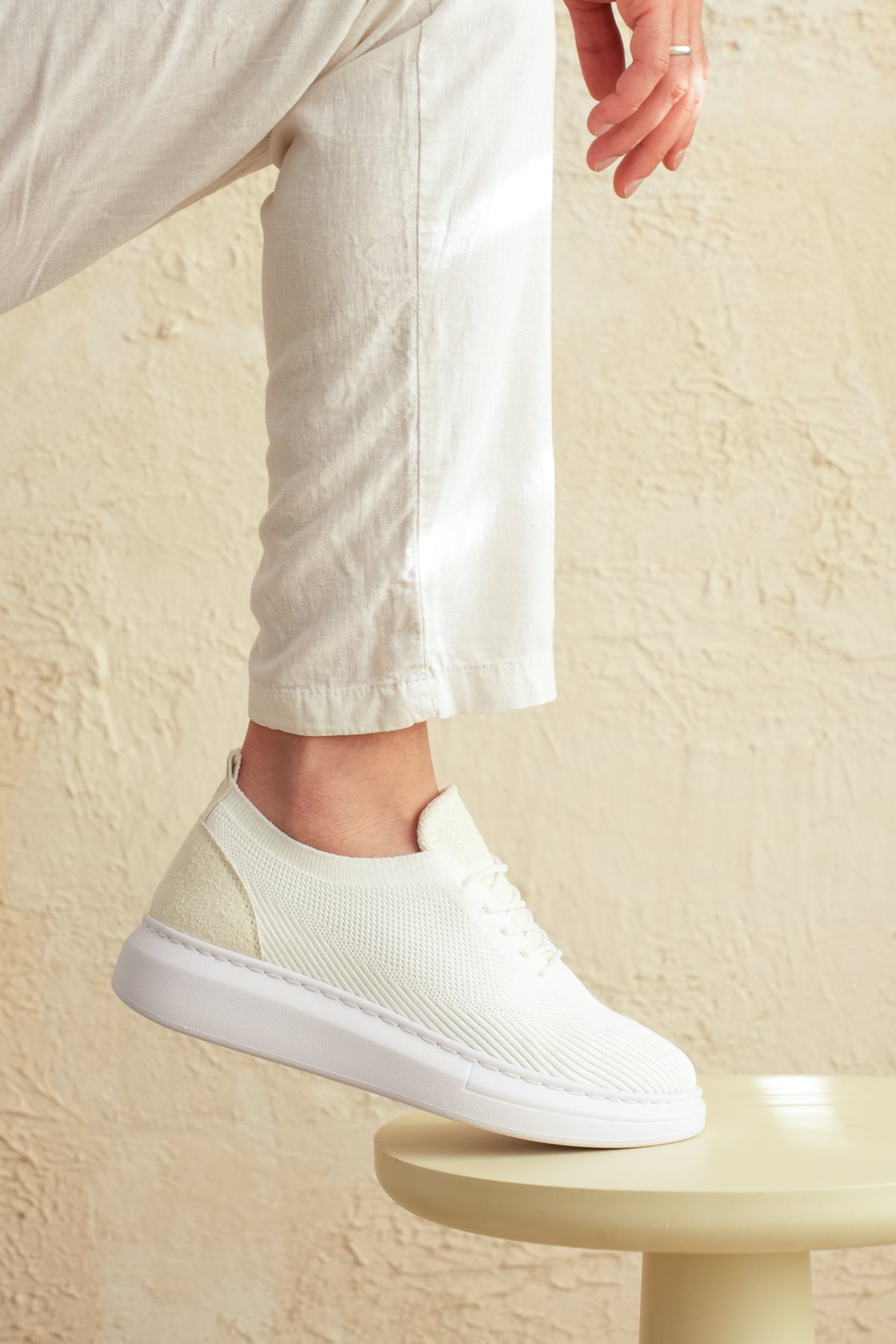 ZRK-MX101 Premium Üst Kalite Beyaz Triko Bağcıklı Erkek Sneaker