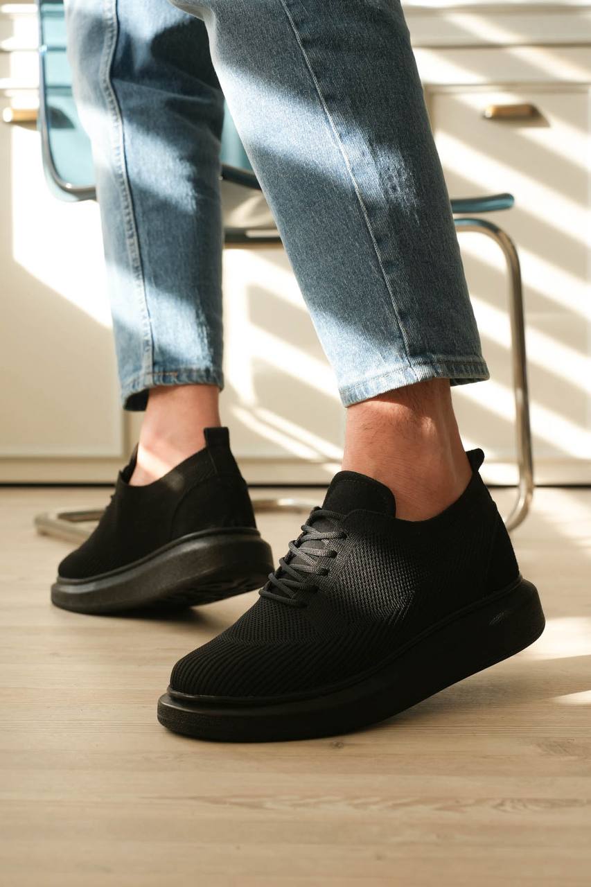 ZRK-MX101 Premium Üst Kalite Siyah Triko Bağcıklı Erkek Sneaker