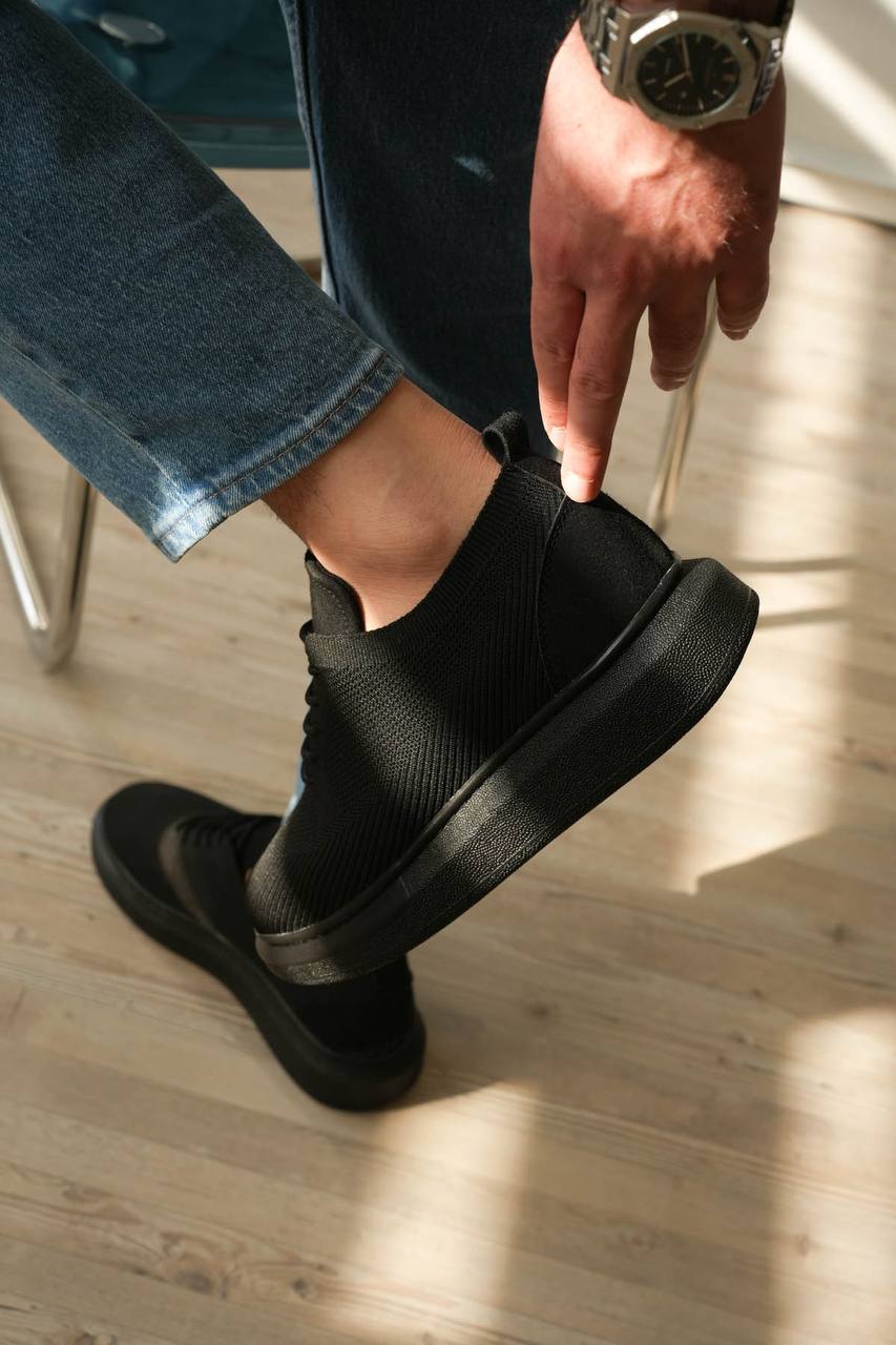 ZRK-MX101 Premium Üst Kalite Siyah Triko Bağcıklı Erkek Sneaker