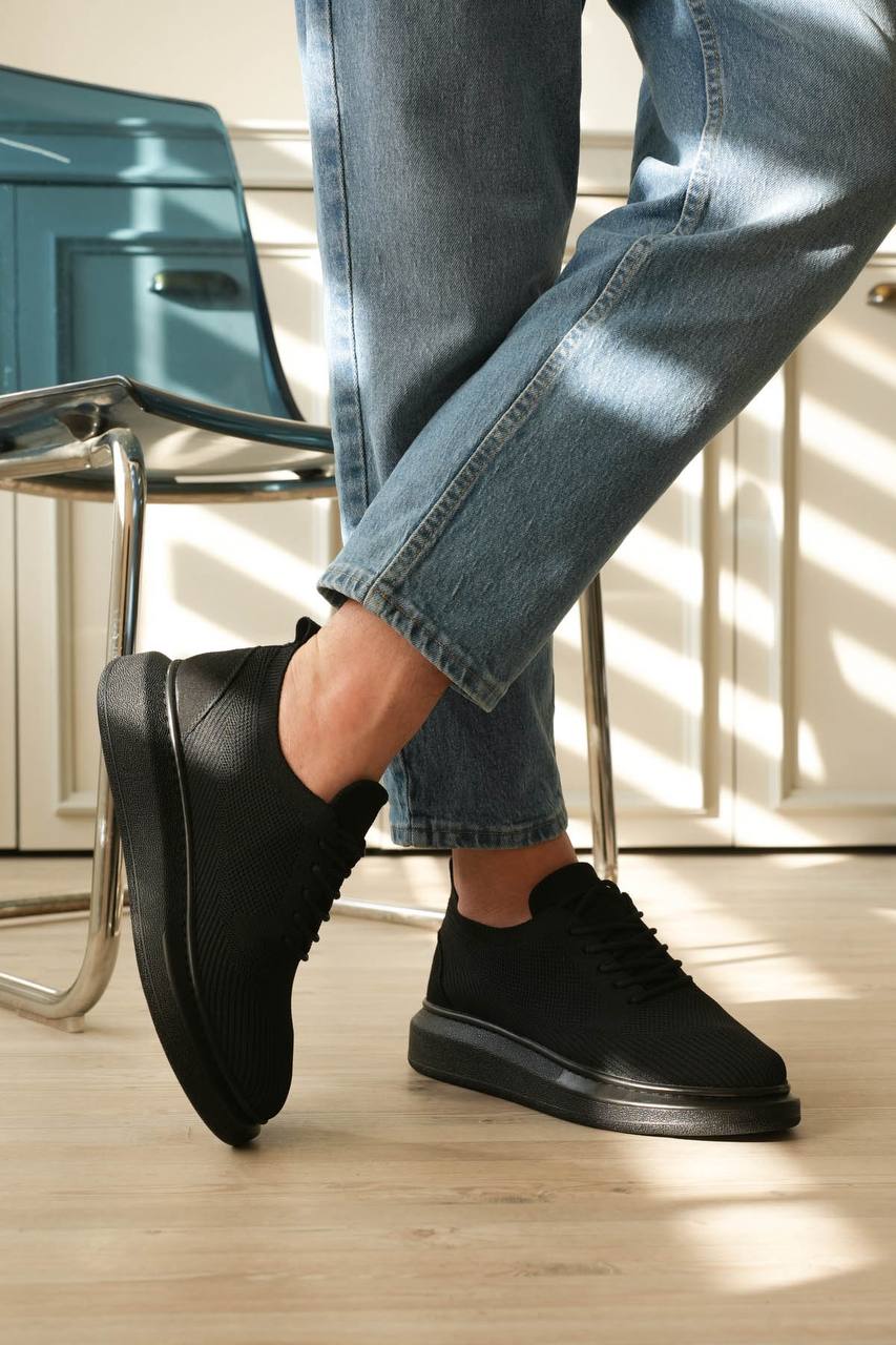 ZRK-MX101 Premium Üst Kalite Siyah Triko Bağcıklı Erkek Sneaker