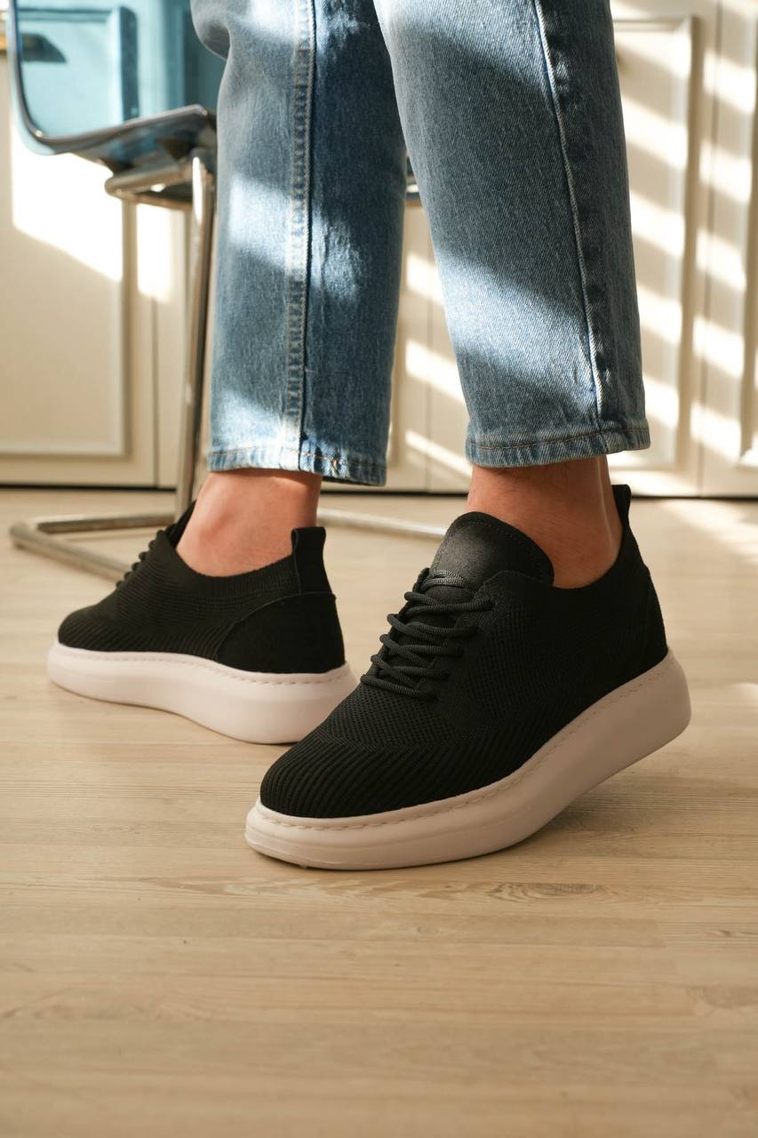 ZRK-MX101 Premium Üst Kalite Siyah Beyaz Triko Bağcıklı Erkek Sneaker