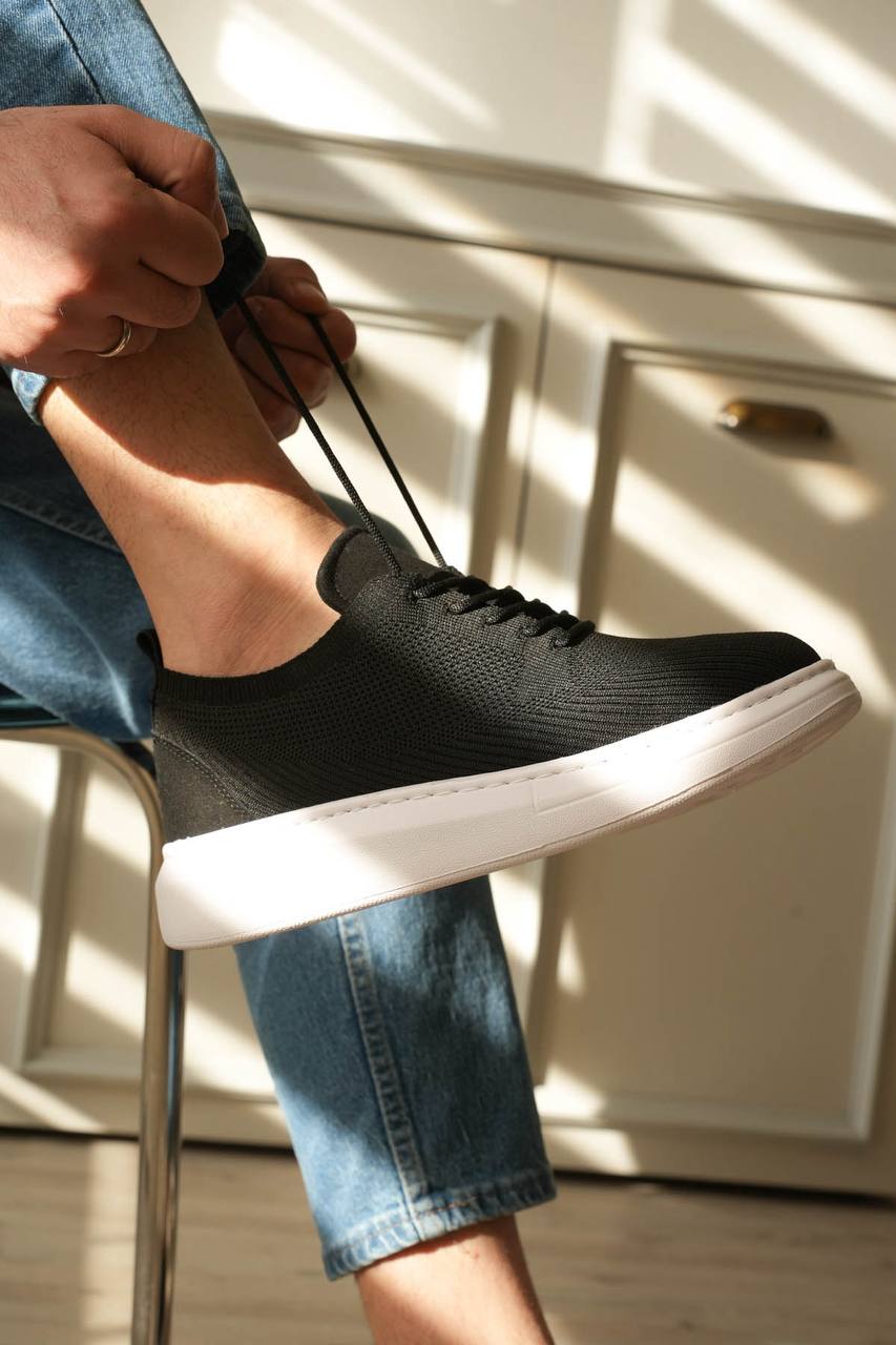 ZRK-MX101 Premium Üst Kalite Siyah Beyaz Triko Bağcıklı Erkek Sneaker