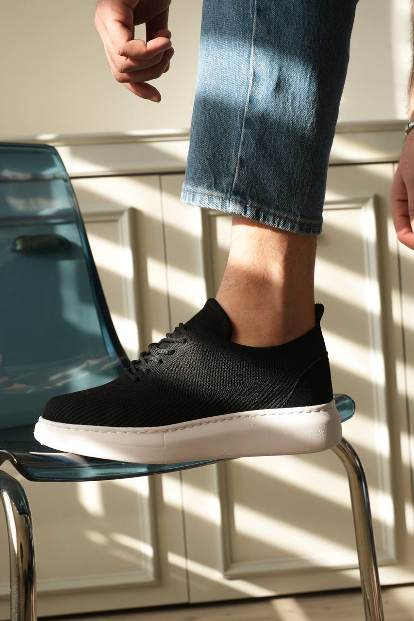 ZRK-MX101 Premium Üst Kalite Siyah Beyaz Triko Bağcıklı Erkek Sneaker