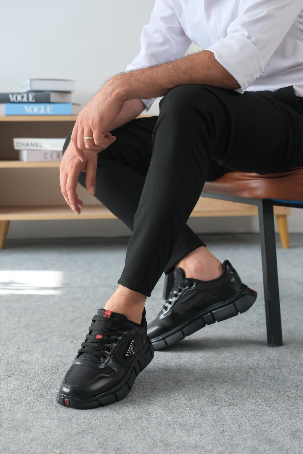 Milanos Premium Yüksek Kalite Siyah Jel Taban Bağcıklı Erkek Sneakers