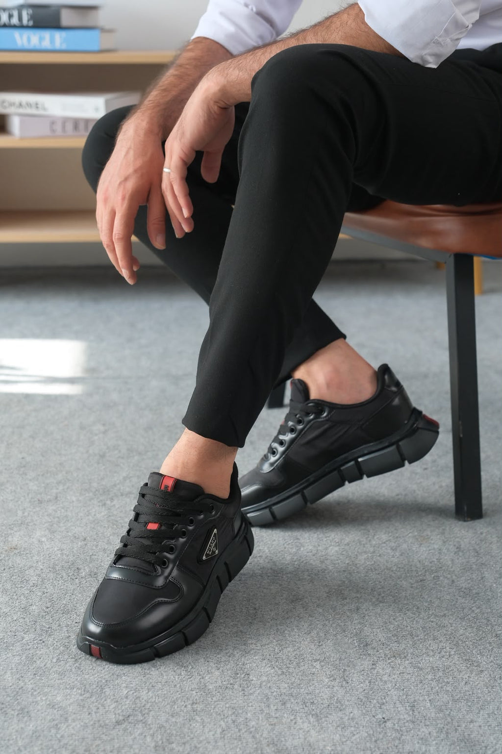 Milanos Premium Yüksek Kalite Siyah Jel Taban Bağcıklı Erkek Sneakers