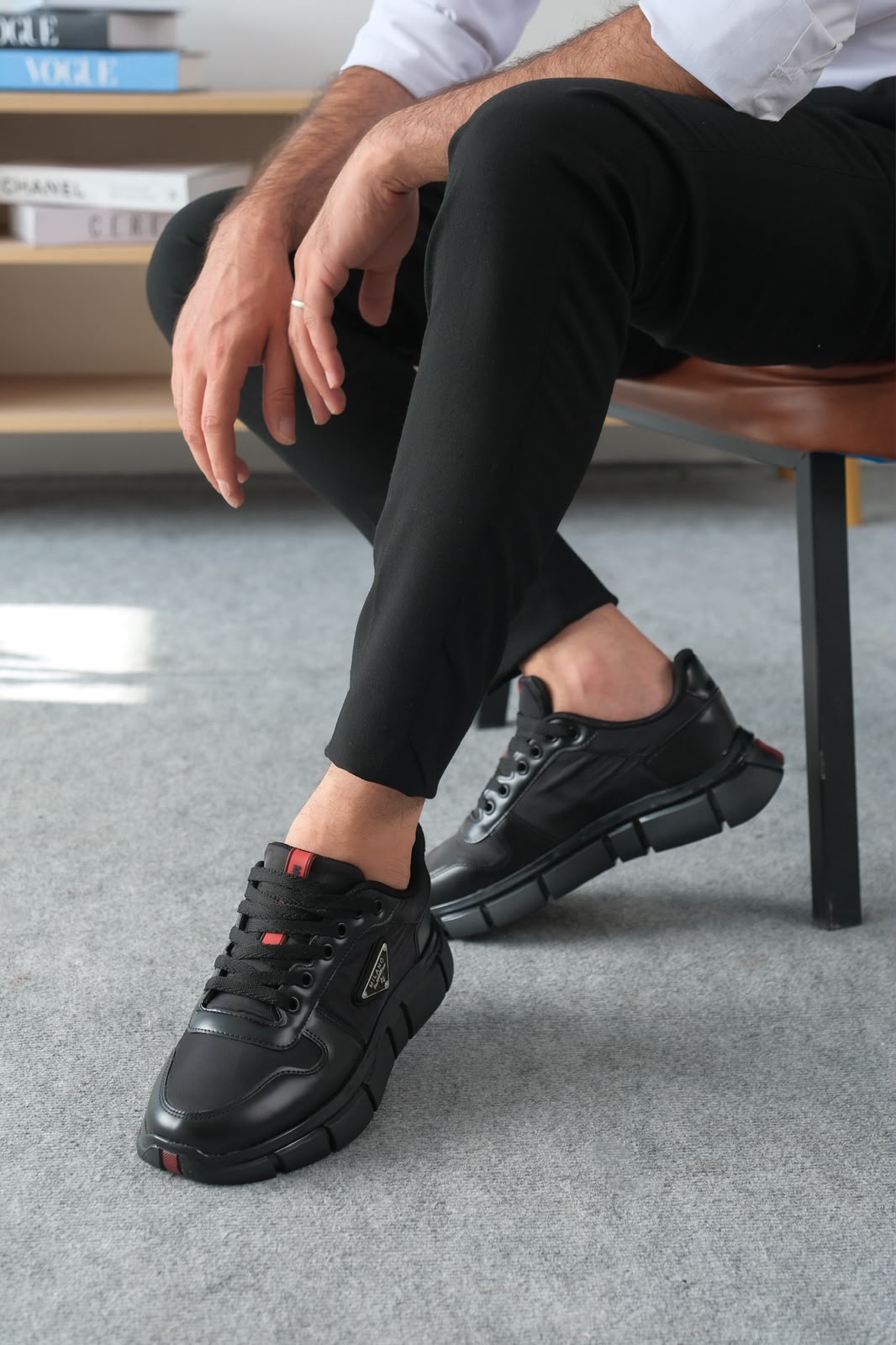 Milanos Premium Yüksek Kalite Siyah Jel Taban Bağcıklı Erkek Sneakers