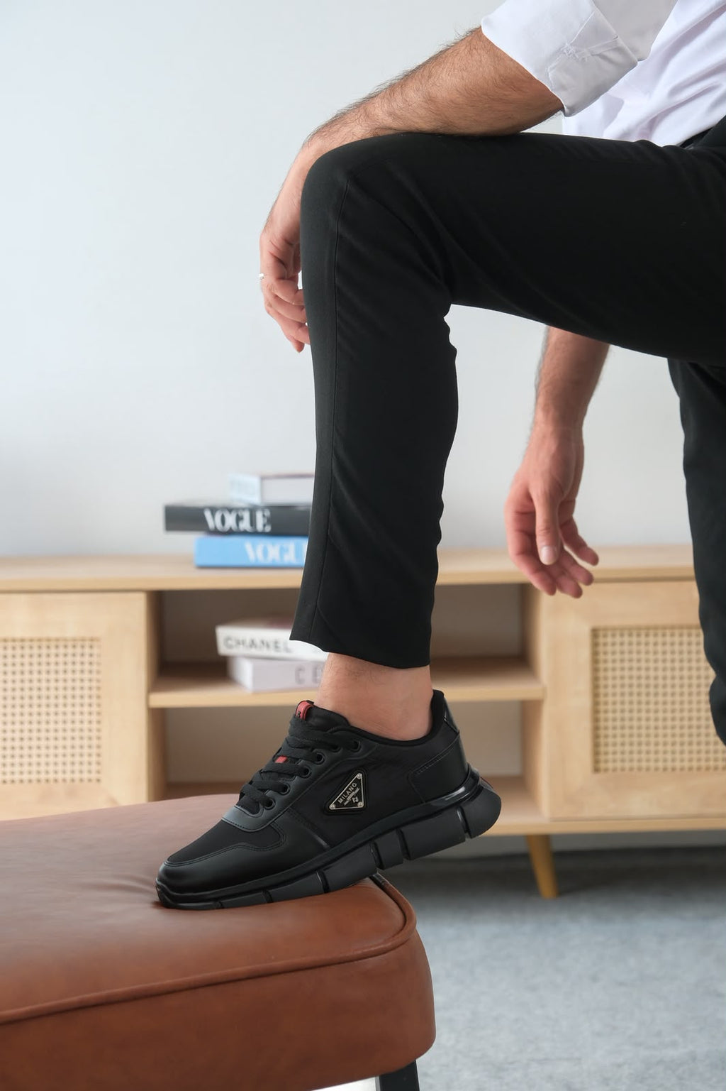 Milanos Premium Yüksek Kalite Siyah Jel Taban Bağcıklı Erkek Sneakers