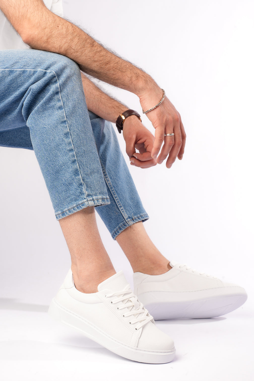 ZRK-N08 Yüksek Kalite Beyaz Bağcıklı Günlük Erkek Sneaker