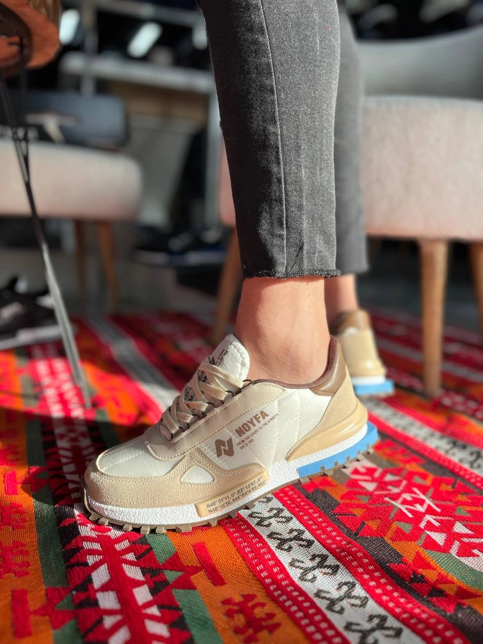 ZRK-N1 Premium Bej Bağcıklı Günlük Erkek Sneaker