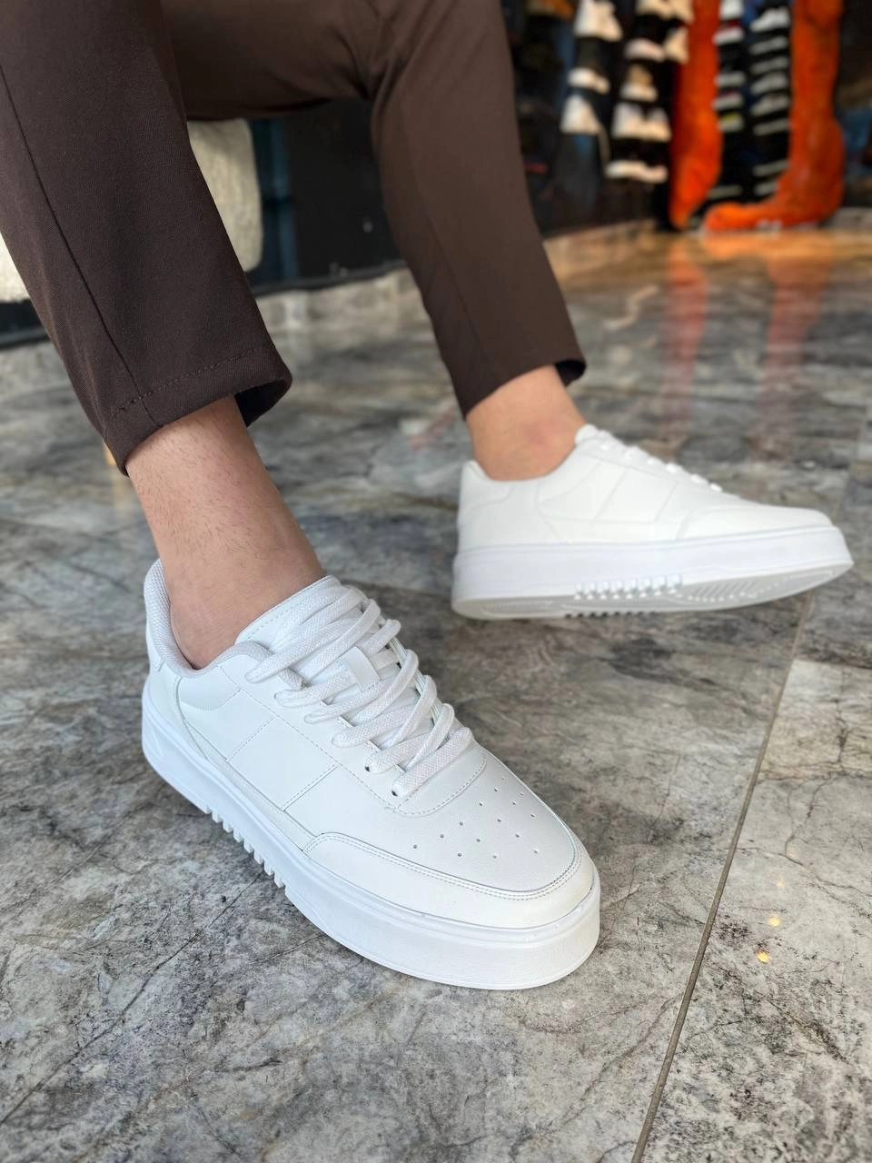 ZRK-N2 Yüksek Kalite Kalın Taban Beyaz Comfort Erkek Sneaker